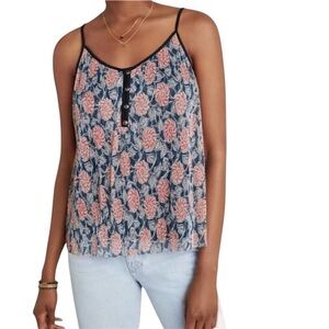 Anthro Maeve Floral Tank XS Boho Flowy Blue Cami Summer Top